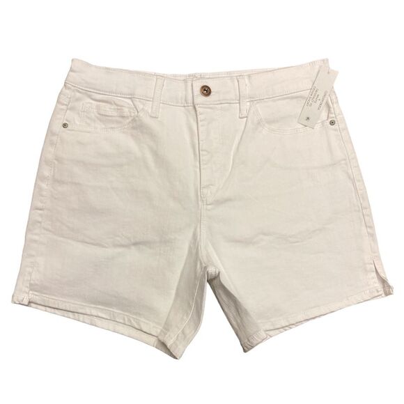Jessica Simpson Women's High Rise Relaxed Fit Side Slit Short - White - Picture 1 of 2